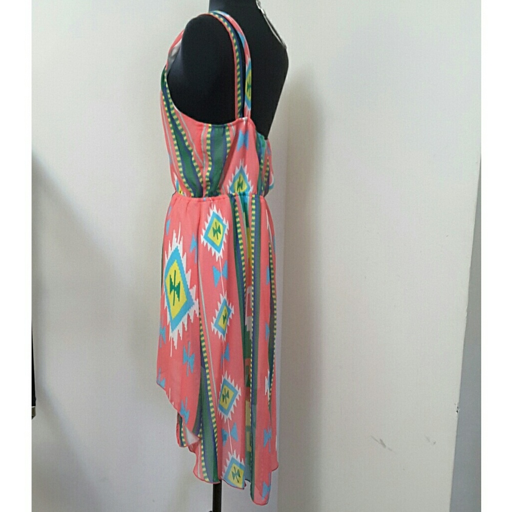 ⭐Tribal Print Dress One Shoulder Pink Size Large - Picture 2 of 5
