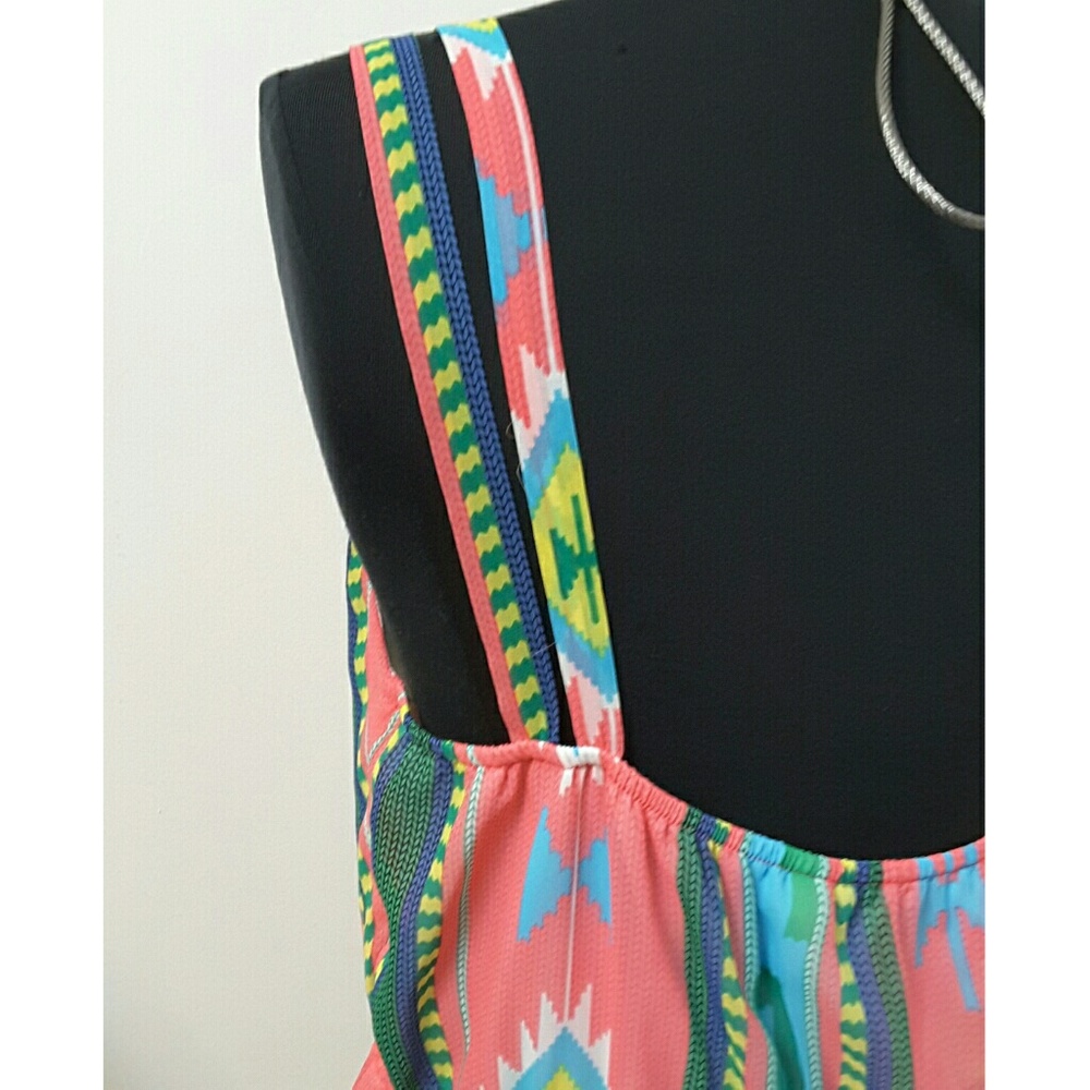 ⭐Tribal Print Dress One Shoulder Pink Size Large - Picture 5 of 5