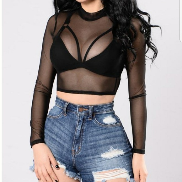 Fashion Nova Tops - Mesh Crop Top