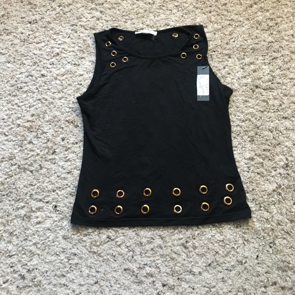 Edgy black form fitting sleeveless top