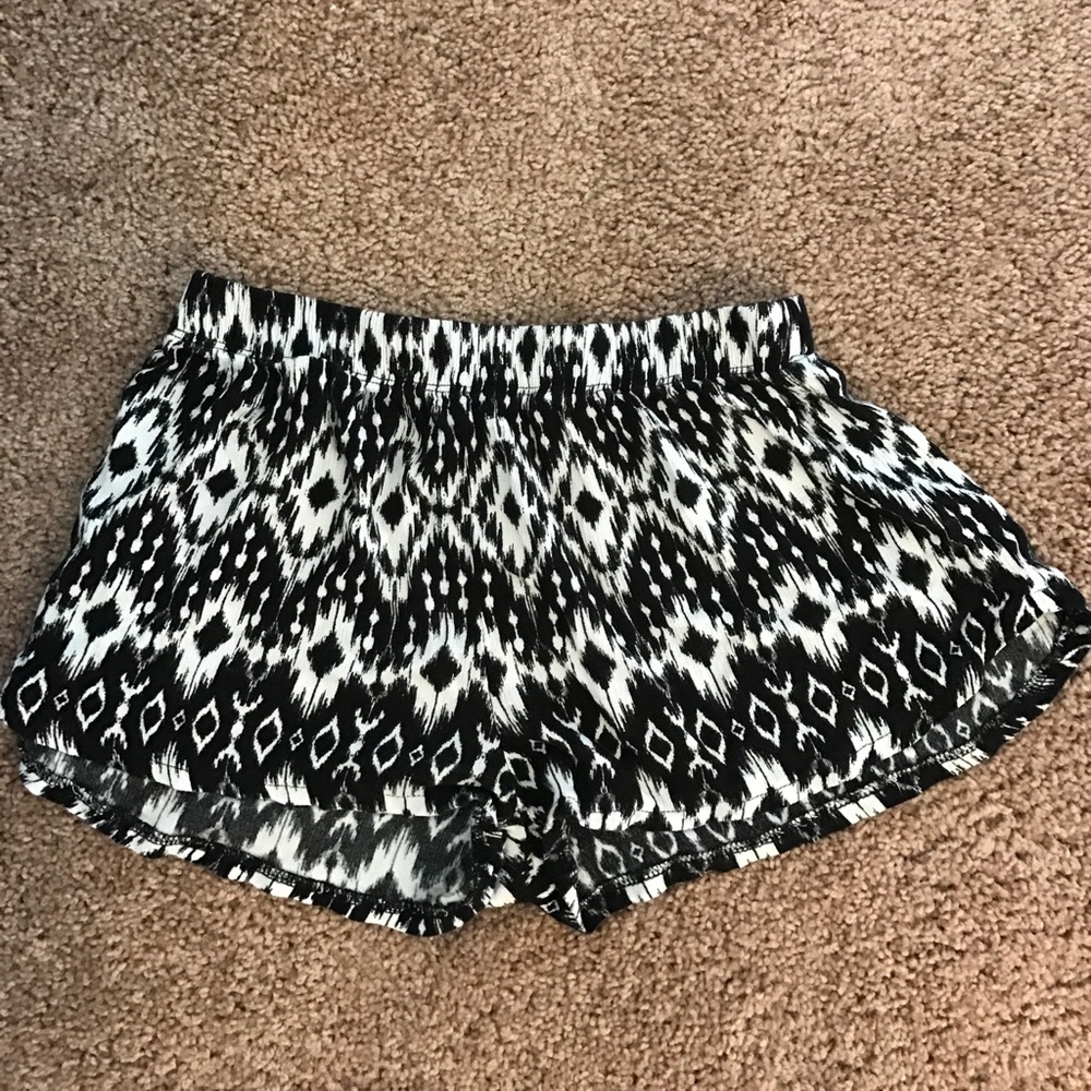 Aztec print shorts.
