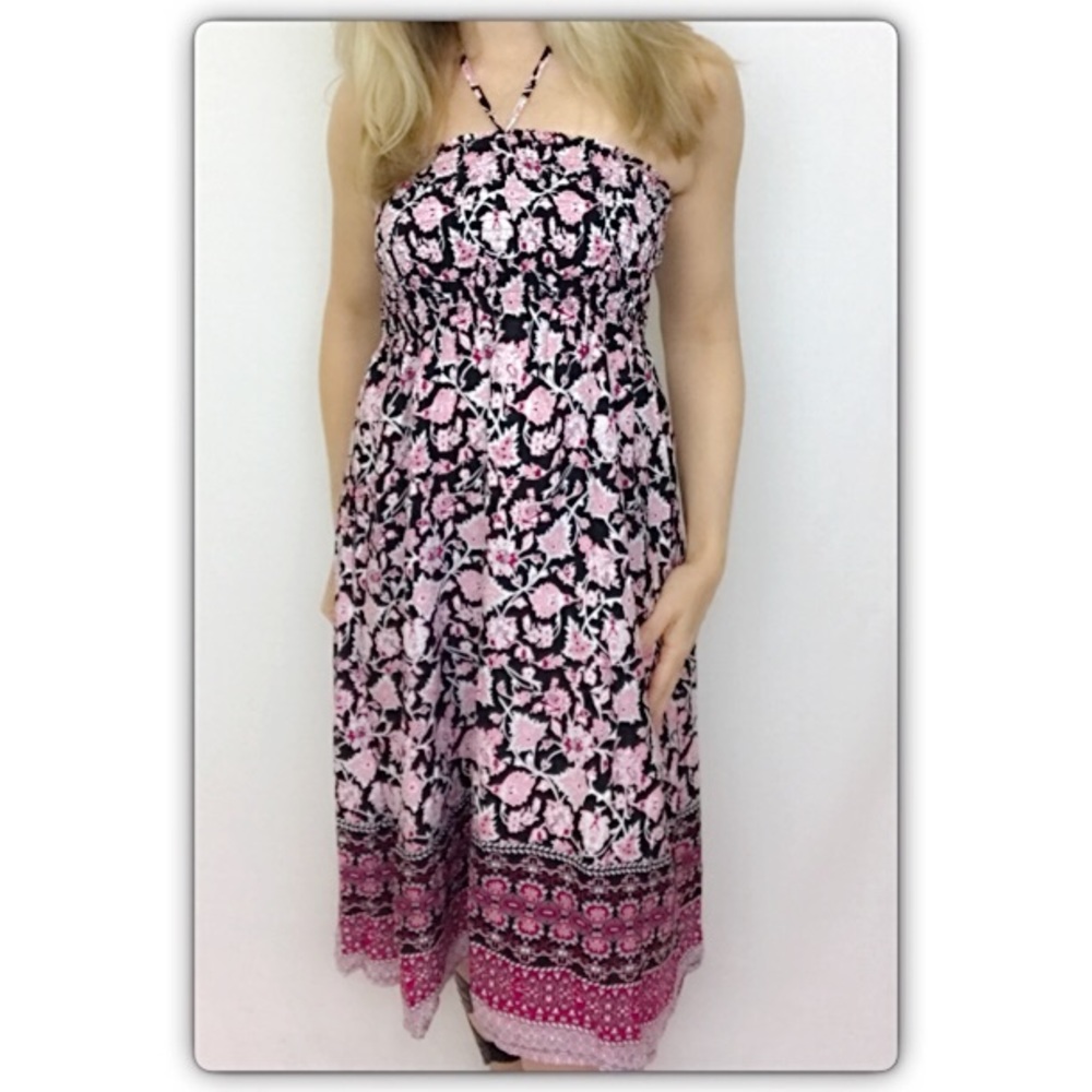 Soft Floral Halter Tank Tube Dress Small NEW - Picture 2 of 8