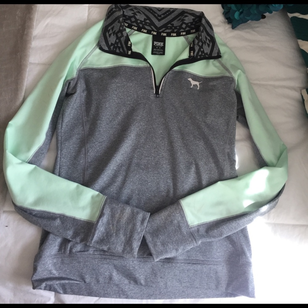 VS PINK pullover (mint green and gray)