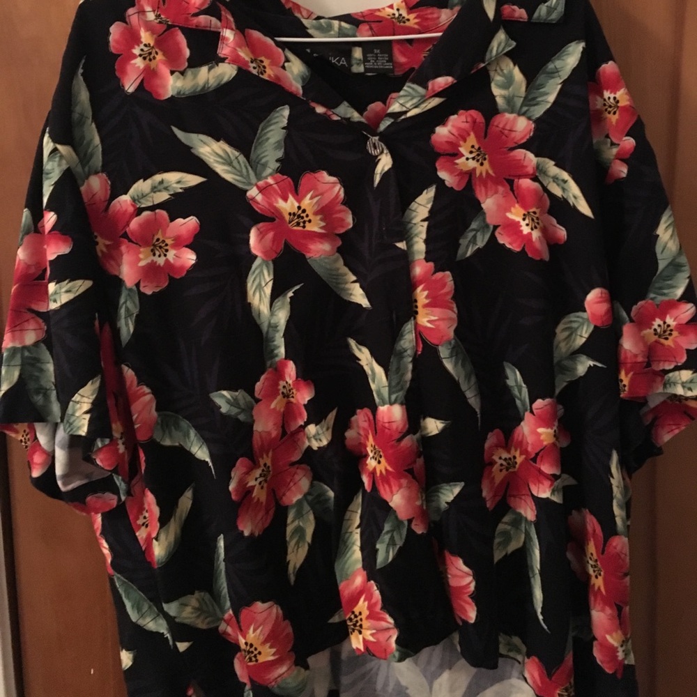 Short Sleeve Button up Hawaiian Floral Tshirt