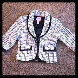 White and black check blazer