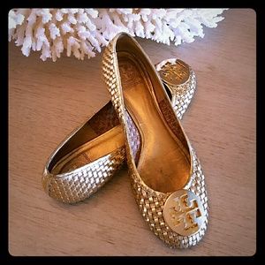 🌟 Rare 🌟Tory Burch Gold Flats