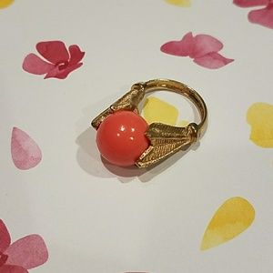 Large gold and coral ring