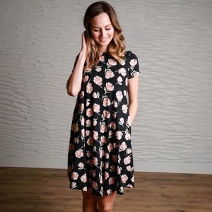Floral Black Dress with Pockets Boutique