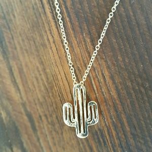 Trendy Silver Cactus Necklace