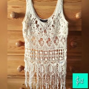 Chaudry KC Fringe Crochet Tank