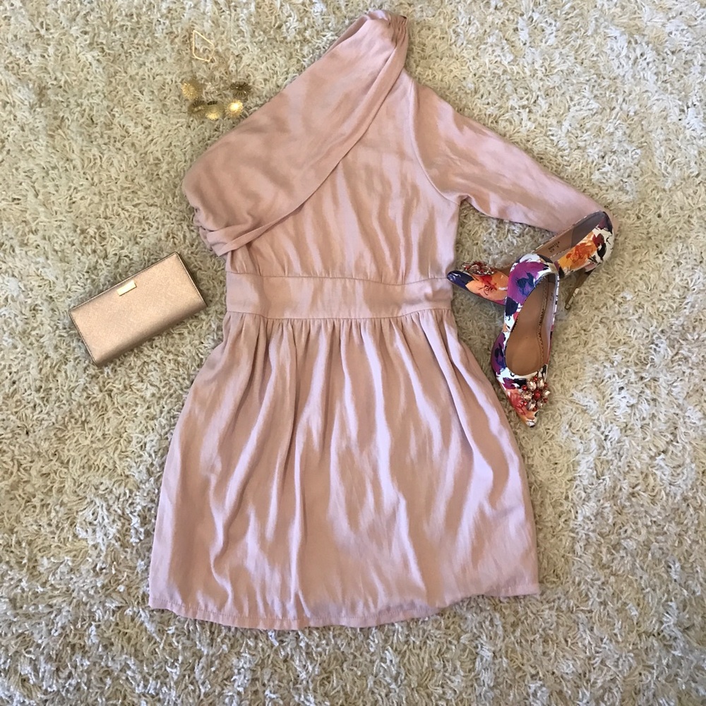 Pastel pink off the shoulder dress