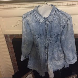Button up faded denim shirt