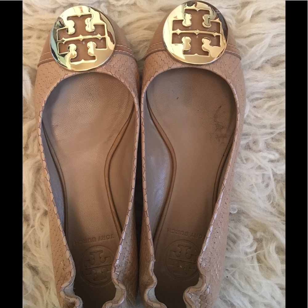 Tory Burch Snakeskin Brown Flats
