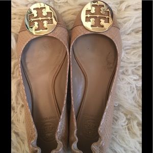 Tory Burch Snakeskin Brown Flats