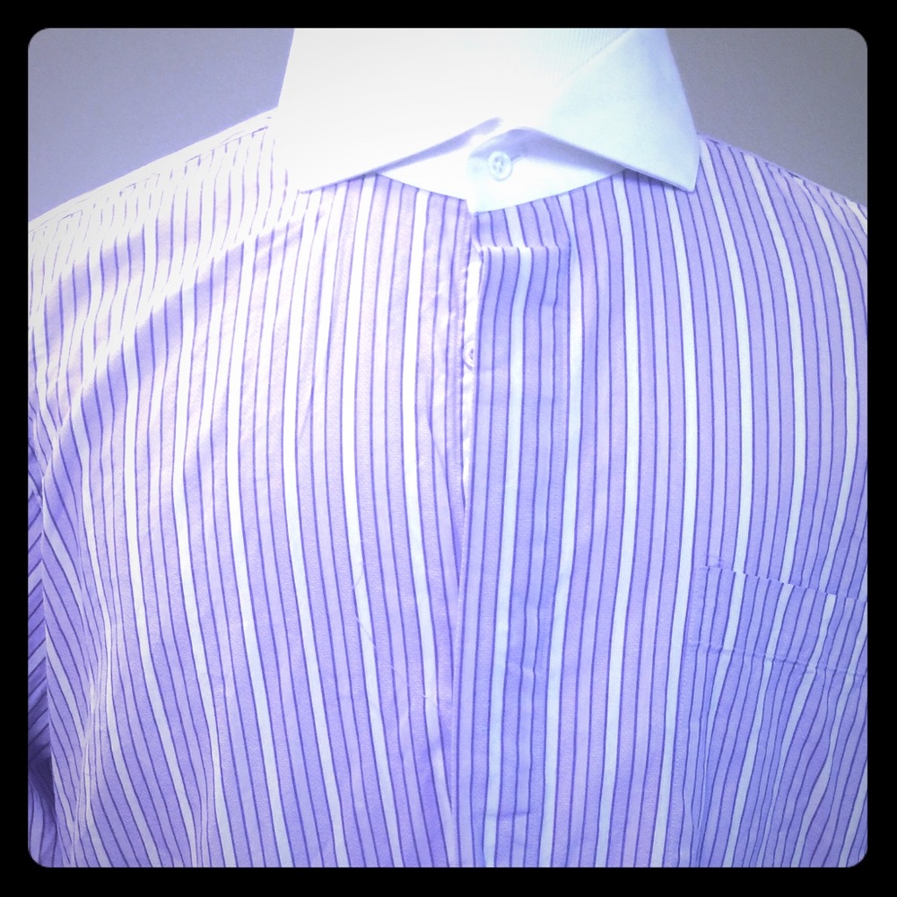 Purple Pinstripe with Cut away collar
