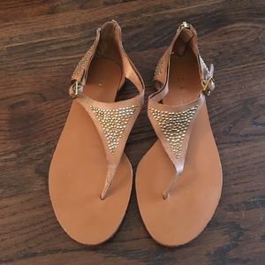 L.A.M.B. camel studded sandal