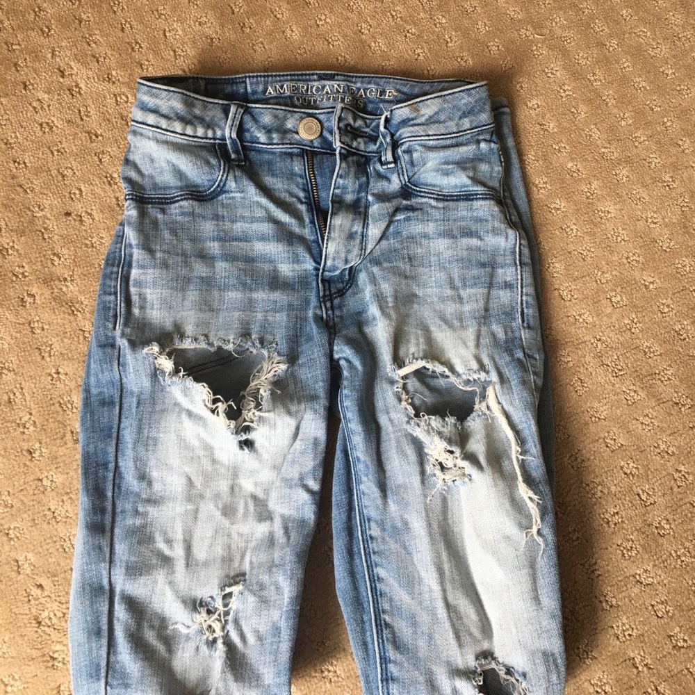 American Eagle High Waisted Ripped Jeans