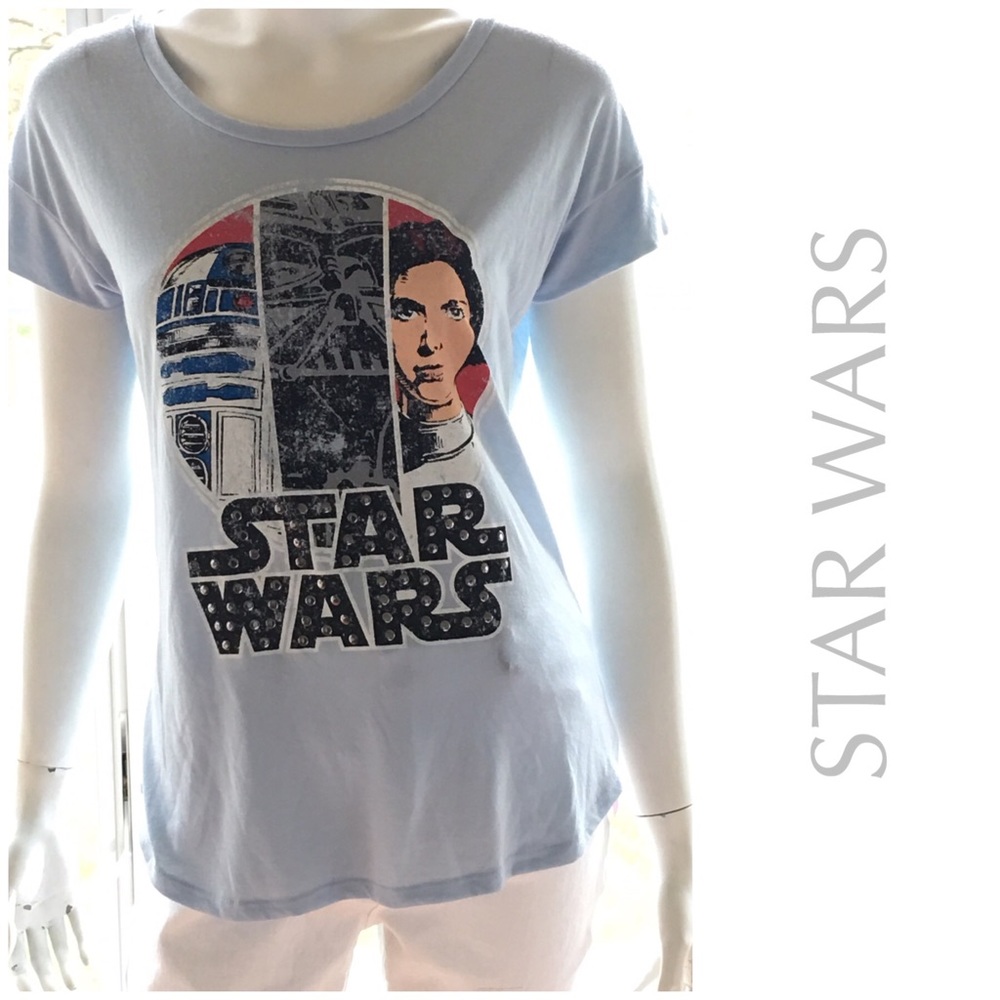 NEW STAR WARS DISNEY ladies cut t shirt blue S