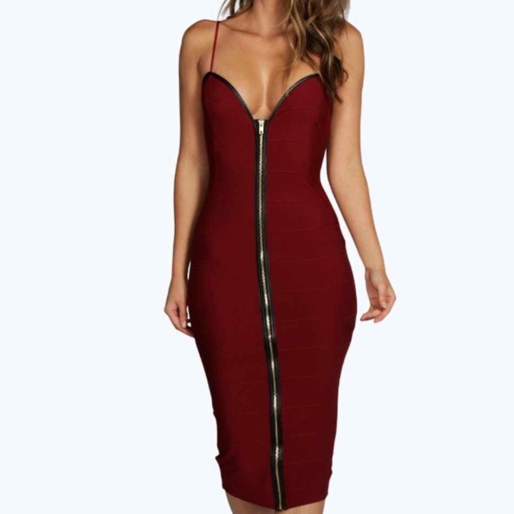 Burgundy red bandage dress