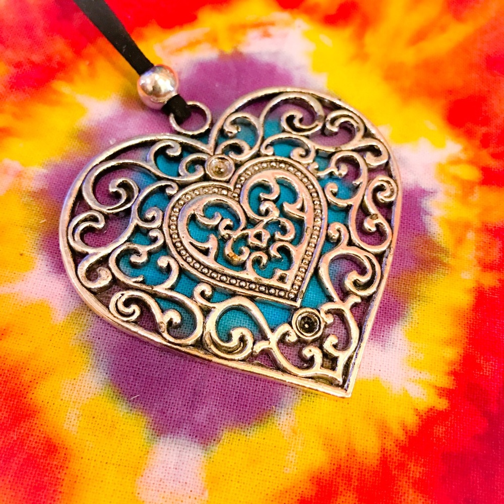 Silver Scroll Heart Necklace
