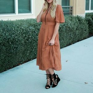 Sun & Shadow Boho Embroidered Midi Dress
