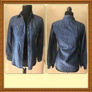 Ann Taylor Loft Button Front Denim Blouse Sz XXS