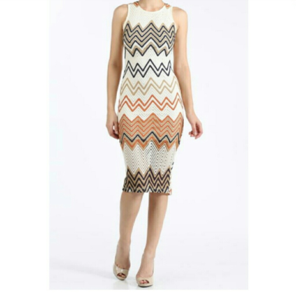  Chevron Printed Midi  
