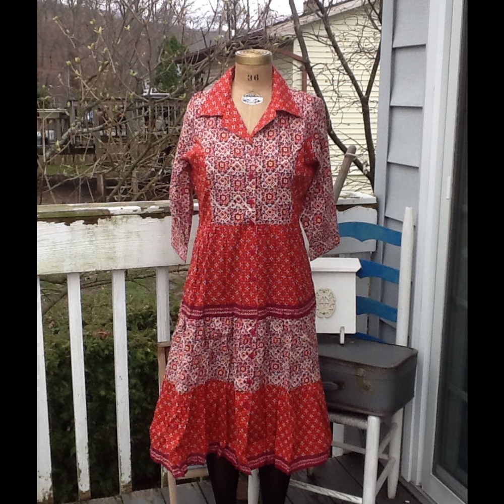 Vtg Hippie INDIA Festival Boho Dress
