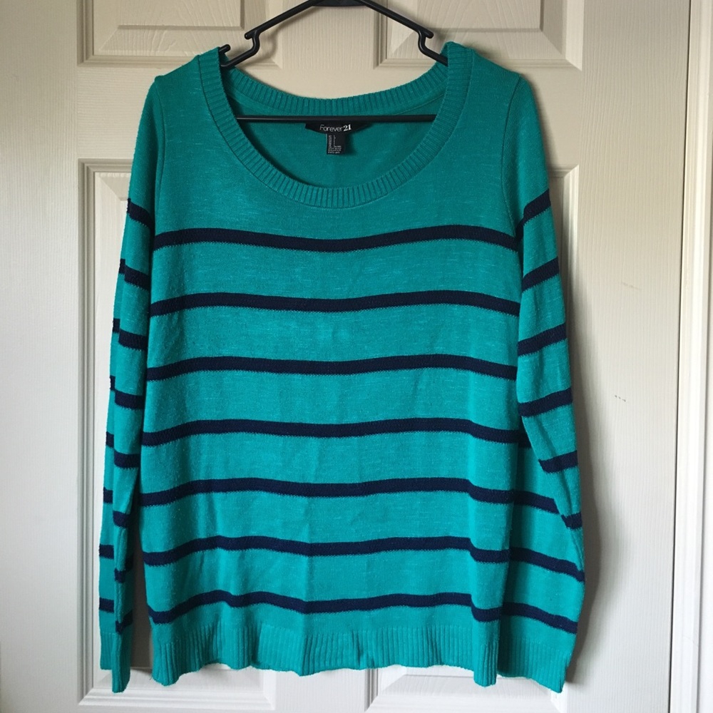 Teal and navy stripped sweater
