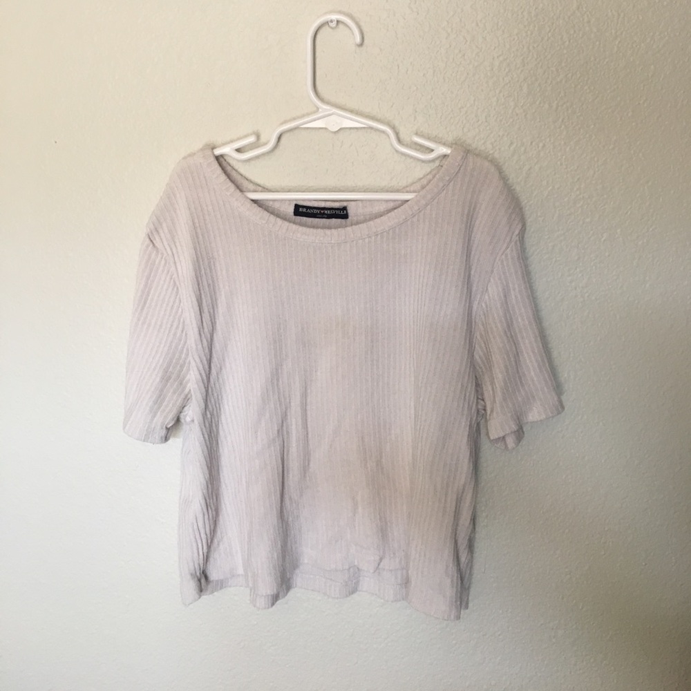 Brandy Melville White Ribbed Shirt