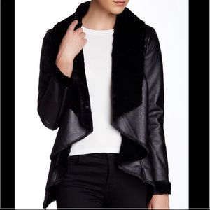 BNCI blanc noir faux-shearling-drape-front-jacket