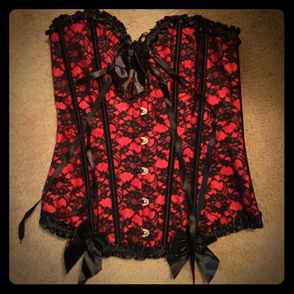 Red and black sexy corset