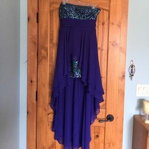 Navy blue hi low homecoming/prom dress