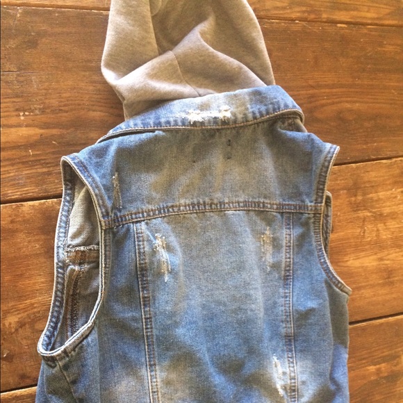 Final Price Ci Sono Denim Juniors Hoodie Vest - Picture 2 of 5