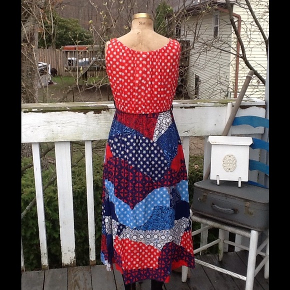 Vtg 60s/70s Mixed Media Hippie Maxi Sundress - Picture 3 of 4