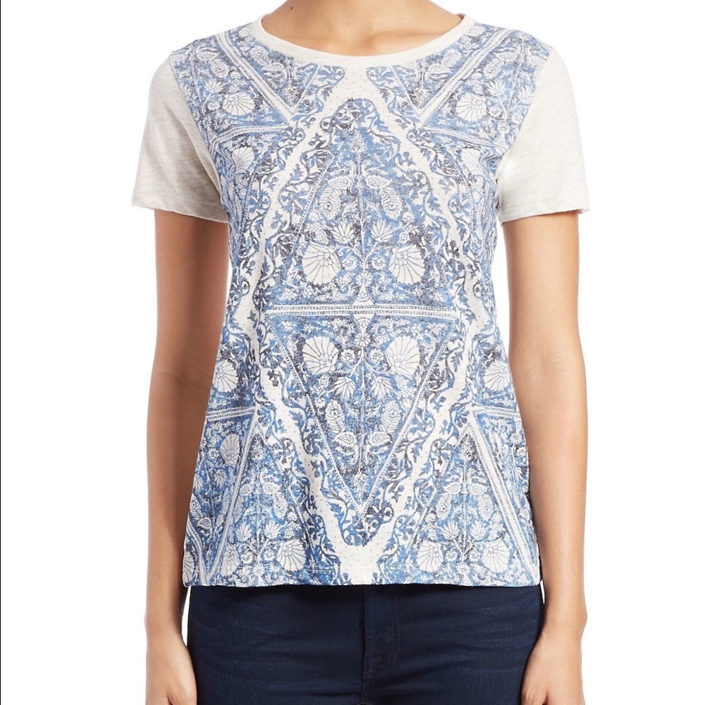 Lucky Brand Navy Patterned Tee
