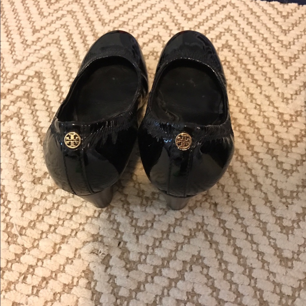 Tory Burch Black Patent Wedges