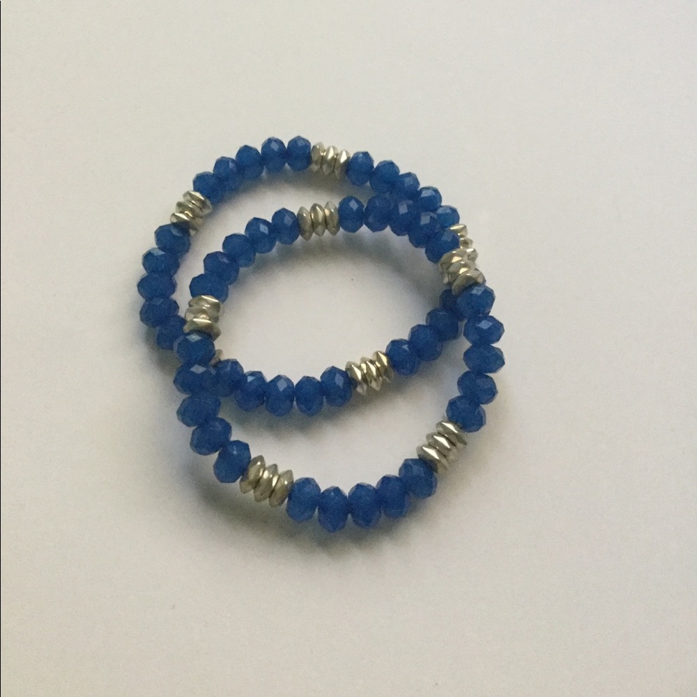 Blue and silver bracelets