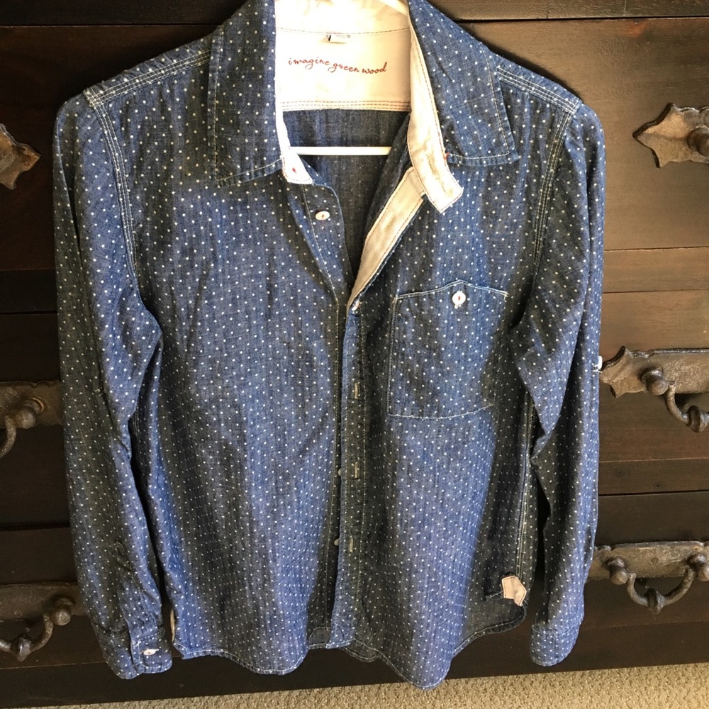 Polka dot chambray shirt