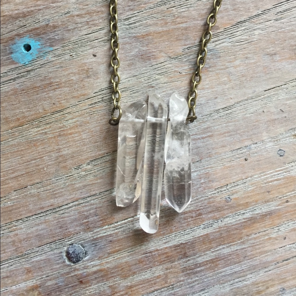 Boho natural stone pendant necklace