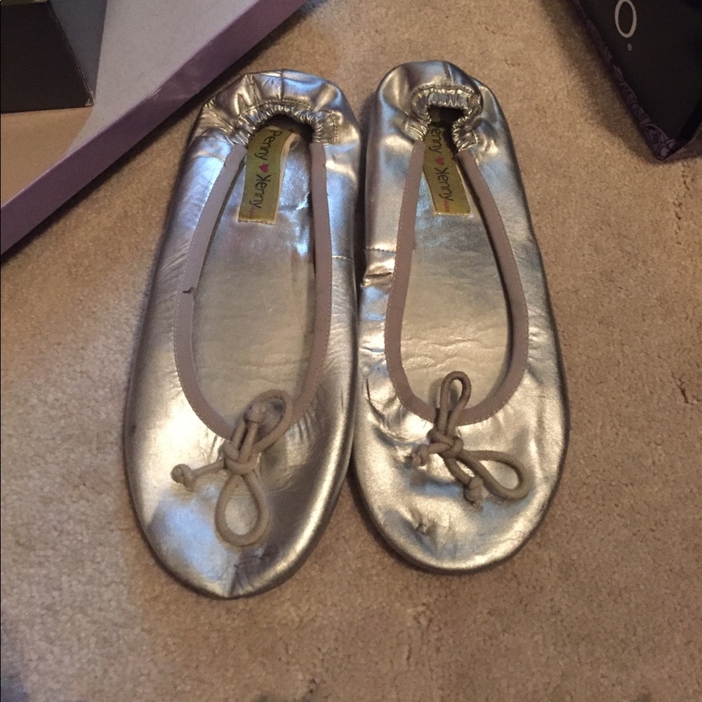 Silver ballet flats