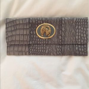 Wimberly Faux Crocodile Clutch with Horse