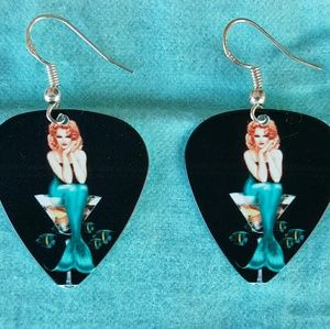Mermaid Guitar Pick Earrings