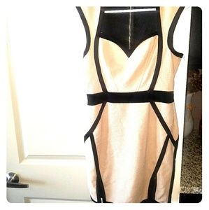 Cream with black lining dress