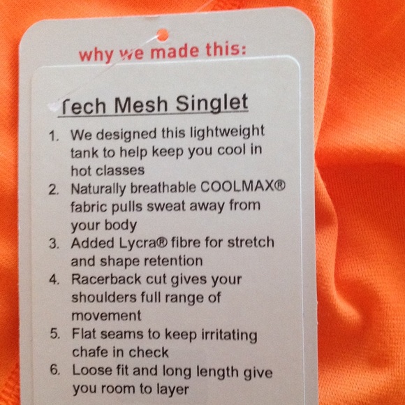 NWT✔️Tech Mesh Singlet by Lululemon - Picture 4 of 4