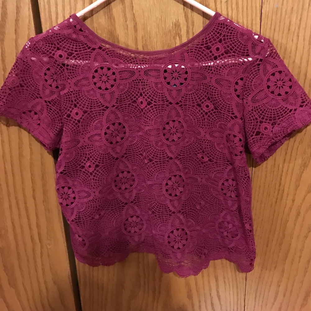 Burgundy red- purple lace crop top
