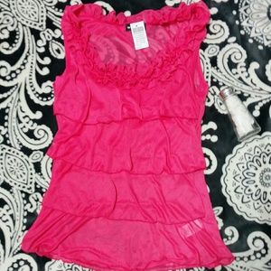 Wet Seal Pink Tube Top Sheer Blouse Clubwear