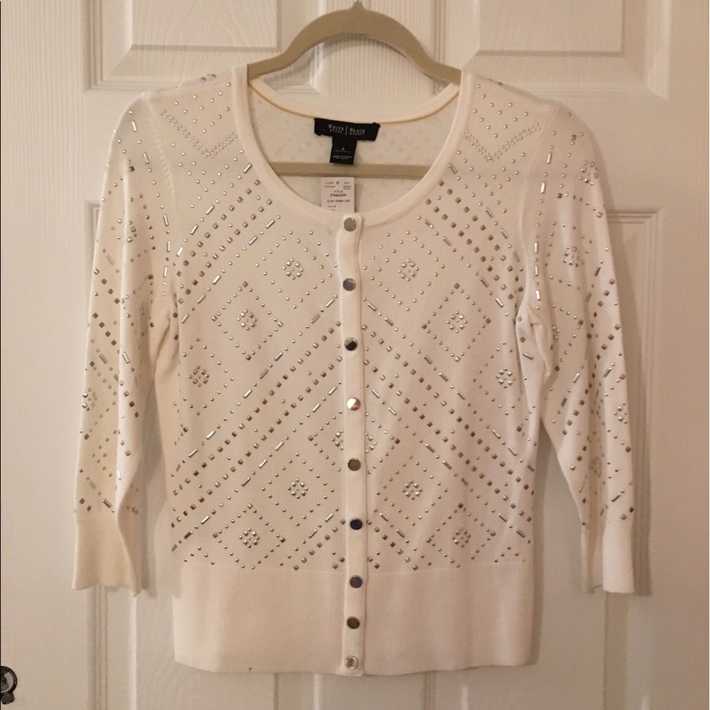 White cardigan with embellishment