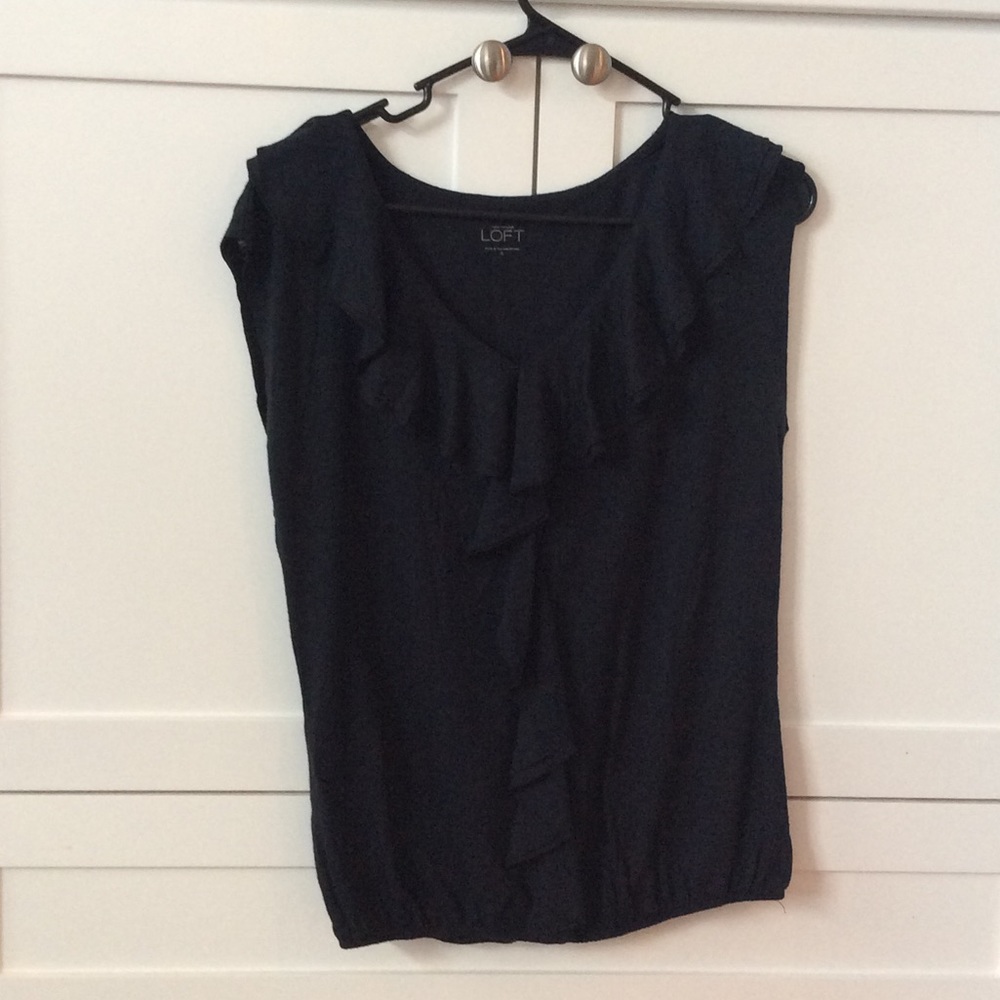 Navy ruffled top
