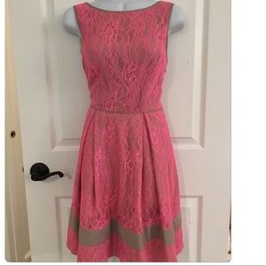 Pink lace over dress